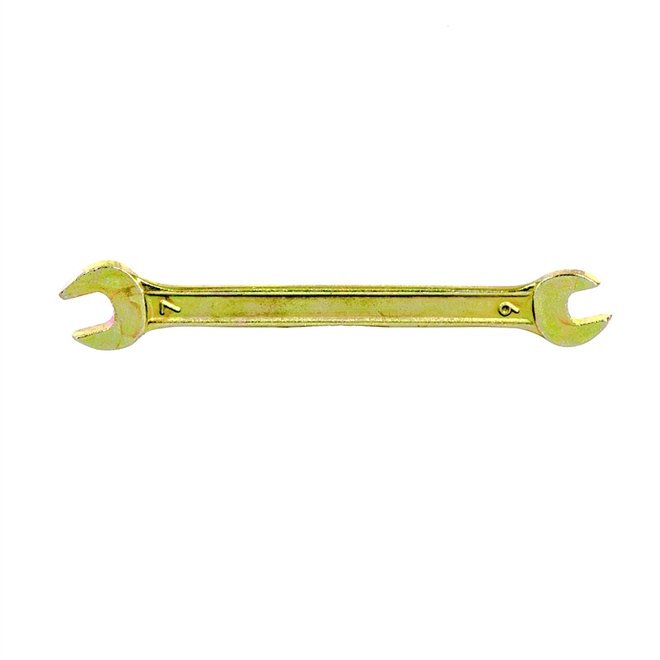Ключ рожковый, 6 х 7 мм, желтый цинк, 