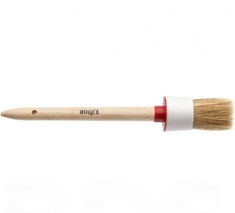 Кисть круглая, №12 (45мм), натуральная щетина, деревянная ручка, стандарт, "HOGER"/1010045