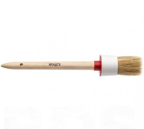 Кисть круглая, №2 (20мм), натуральная щетина, деревянная ручка, стандарт, "HOGER"/1010020