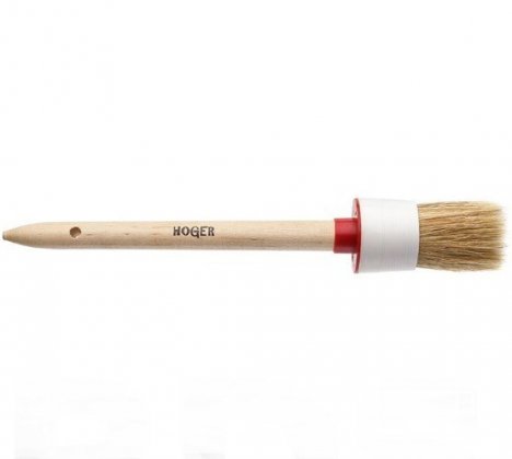 Кисть круглая, №6 (30мм), натуральная щетина, деревянная ручка, стандарт, "HOGER"/1010030