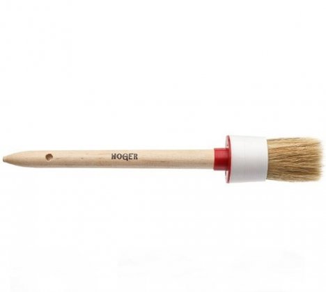 Кисть круглая, №8 (35мм), натуральная щетина, деревянная ручка, стандарт, 
