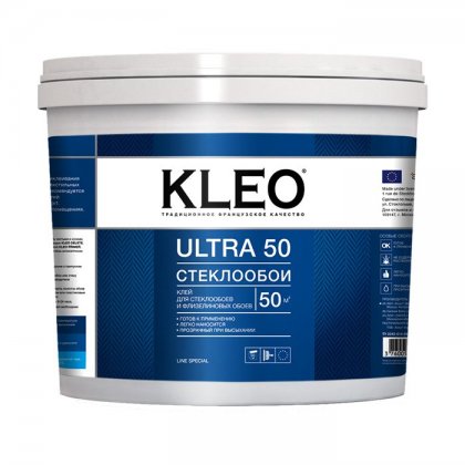Клей для обоев "KLEO" ULTRA 50 стеклообоев,10кг., ведро (50м2)