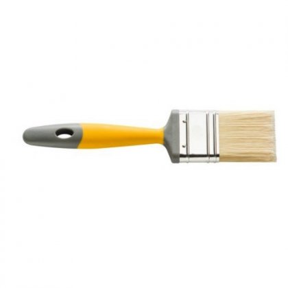 Кисть плоская, 1.0" (25 мм), искусственная щетина, двухкомпонентная ручка, желтая, Евро, "HARDY" /0200-904325