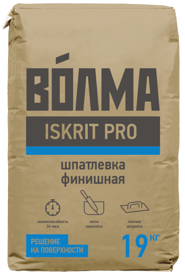 ВОЛМА-ISKRIT PRO Шпатлевка финишная полимерная белоснежная, 19 кг (60шт/под)